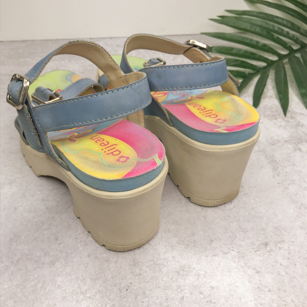 Dijean Blue & White Foam Platform Sandals Size 38 - Picture 6 of 8